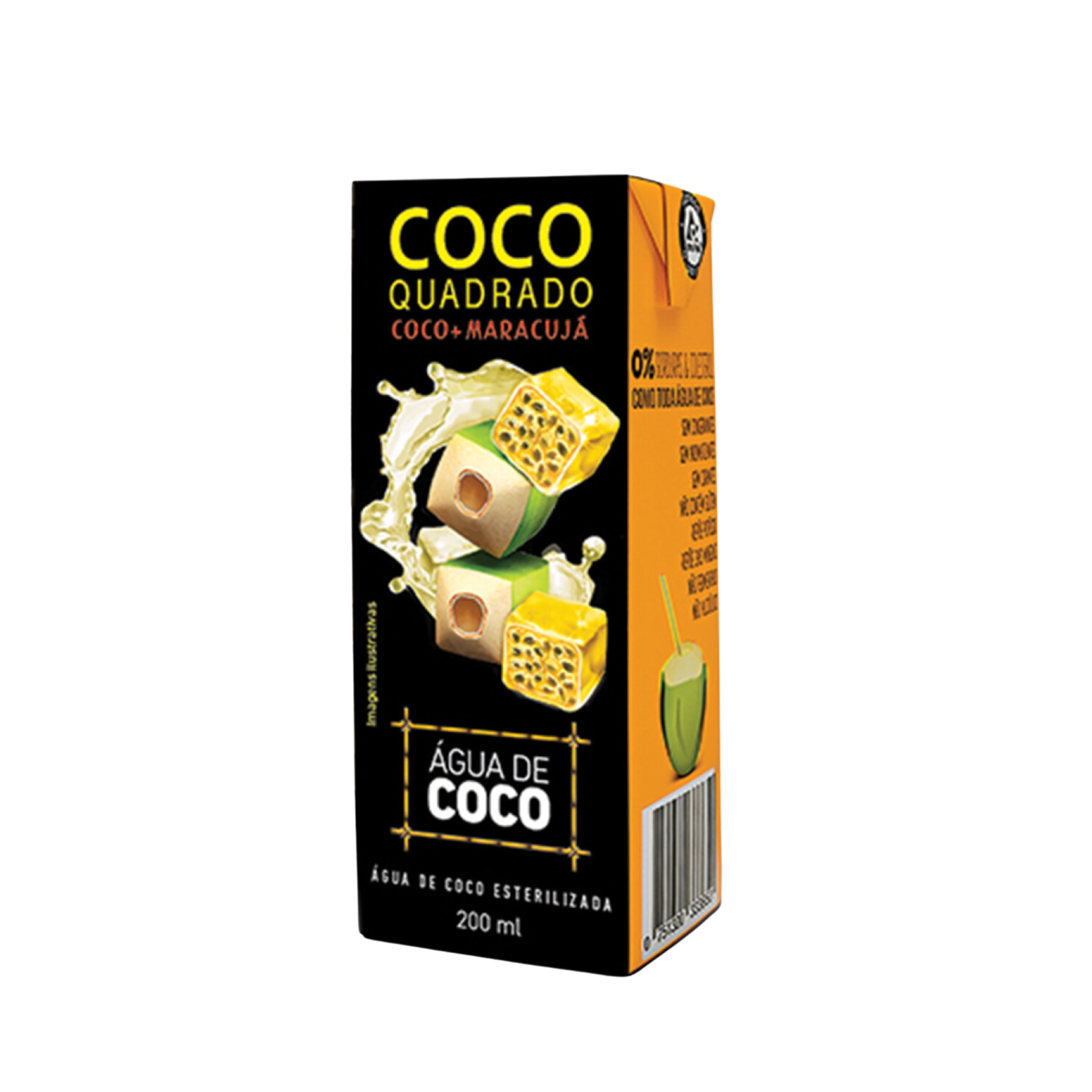 Água de Coco Quadrado Sabor Maracujá 200ml - Destro